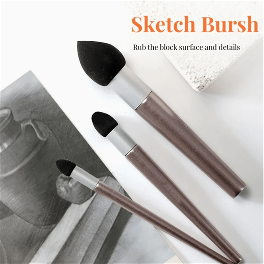 3 pièces Ensemble de stylos mixtes pour artistes - Pinceaux éponge lavables et réutilisables pour le croquis et la peinture - Parfait pour l'estompage, la surbrillance et la correction, pour la rentrée scolaire, fournitures scolaires