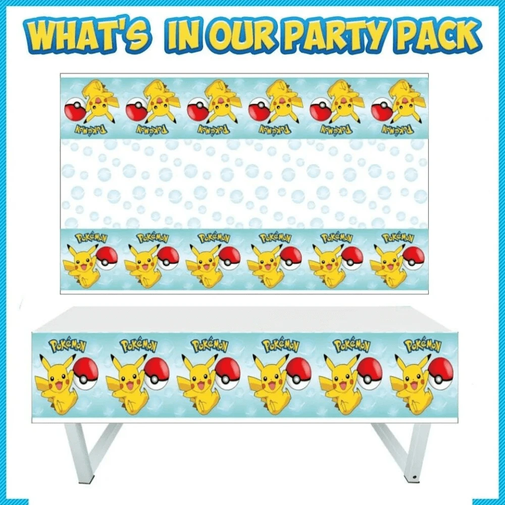 pokemon 1 Pezzo Tovaglia Pokemon, Decorazioni per Feste di Compleanno, Decorazioni per Feste a Tema Pikachu, Tovaglia Monouso, Tovaglia Giocattoli, Regali, Forniture per Feste (180 cm * 108 cm)