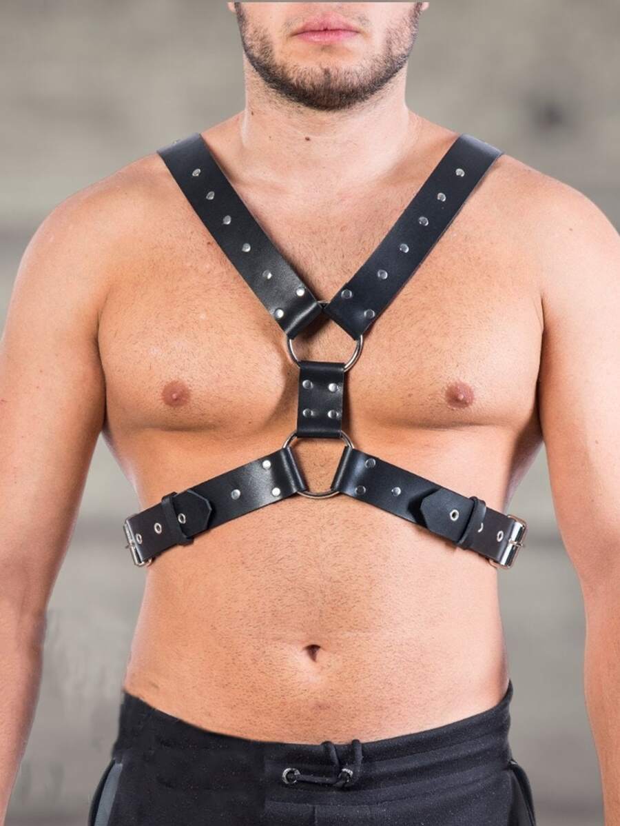 Black Pu Leather Gladiator Skirt Men's Handmade Warrior Costume Roman Gladiator Harness Skirt Gothic Gladiator Costume Sexy Men's Studded Detail Steampunk Armor Accessories Holiday Costume
