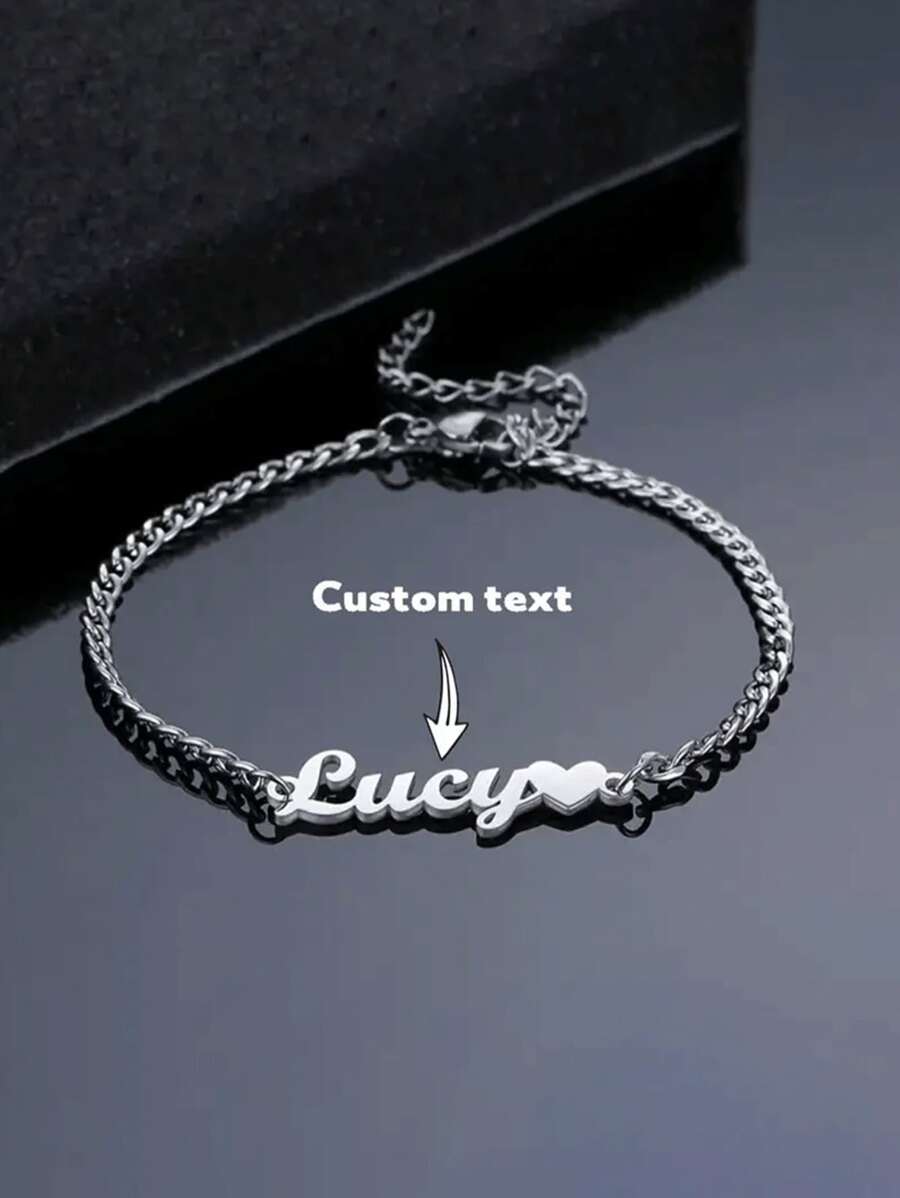 1 Piece Custom Name Bracelet Girl Custom Name Bracelet, Valentine's Day Gift, Ideal Gift For Him Anniversary, Birthday Gift (Customization In English Only), Very Suitable For Couples, Family, Birthdays, Anniversaries, Mother's Day And Other Special Occasions