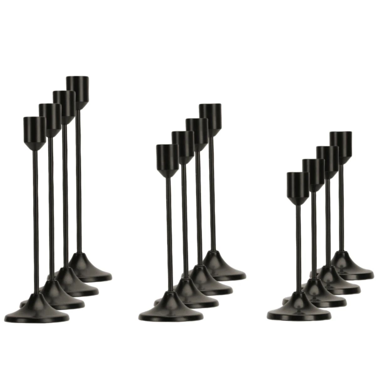 12pcs/Set European Style Romantic Candle Holders Set, Polished Metal Tabletop Candle Holders Suitable For Pillar And Cone Candles, Elegant Centerpiece Decoration For Christmas, Halloween, Easter, Thanksgiving, Home, Wedding, Party, Anniversary