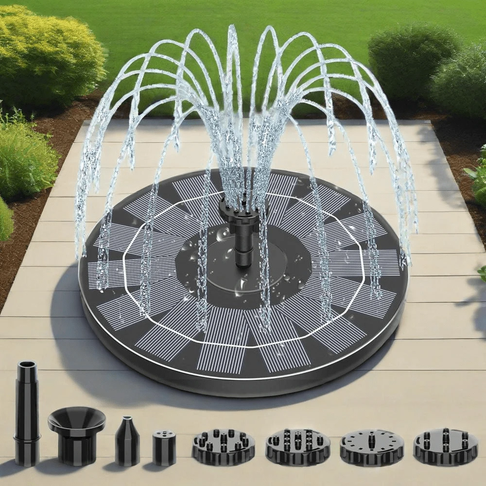 Solar Powered Bird Bath Fountain 1/1.5/2.5w With Nozzles, Solar Powered Fountain Pump For Bird Bath With Bracket, Solar Powered Floating Water Fountain Pump, Suitable For Bird Bath, Fish Tank, Outdoor, Garden, And Pond Use