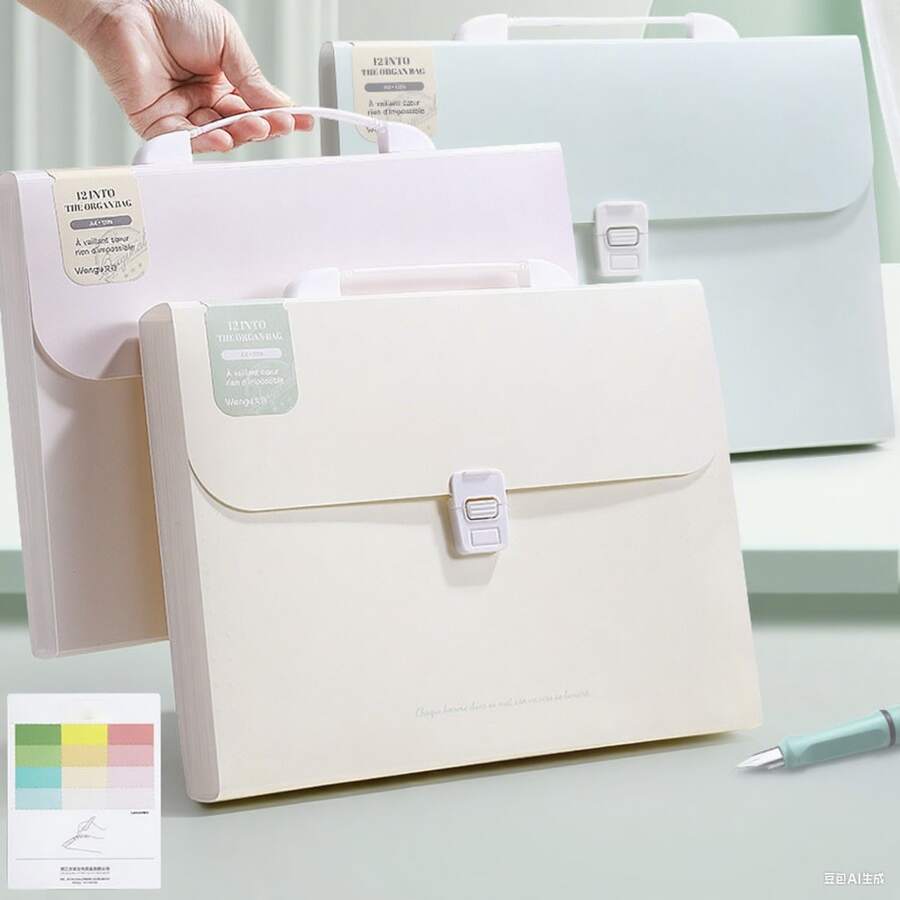 A4 Expandable File Organizer With 12 Pockets, Labeled Foldable File Folders, Portable Document Paper Bill Receipt Organizer, Home, College, School Office Supplies For Back To School Season