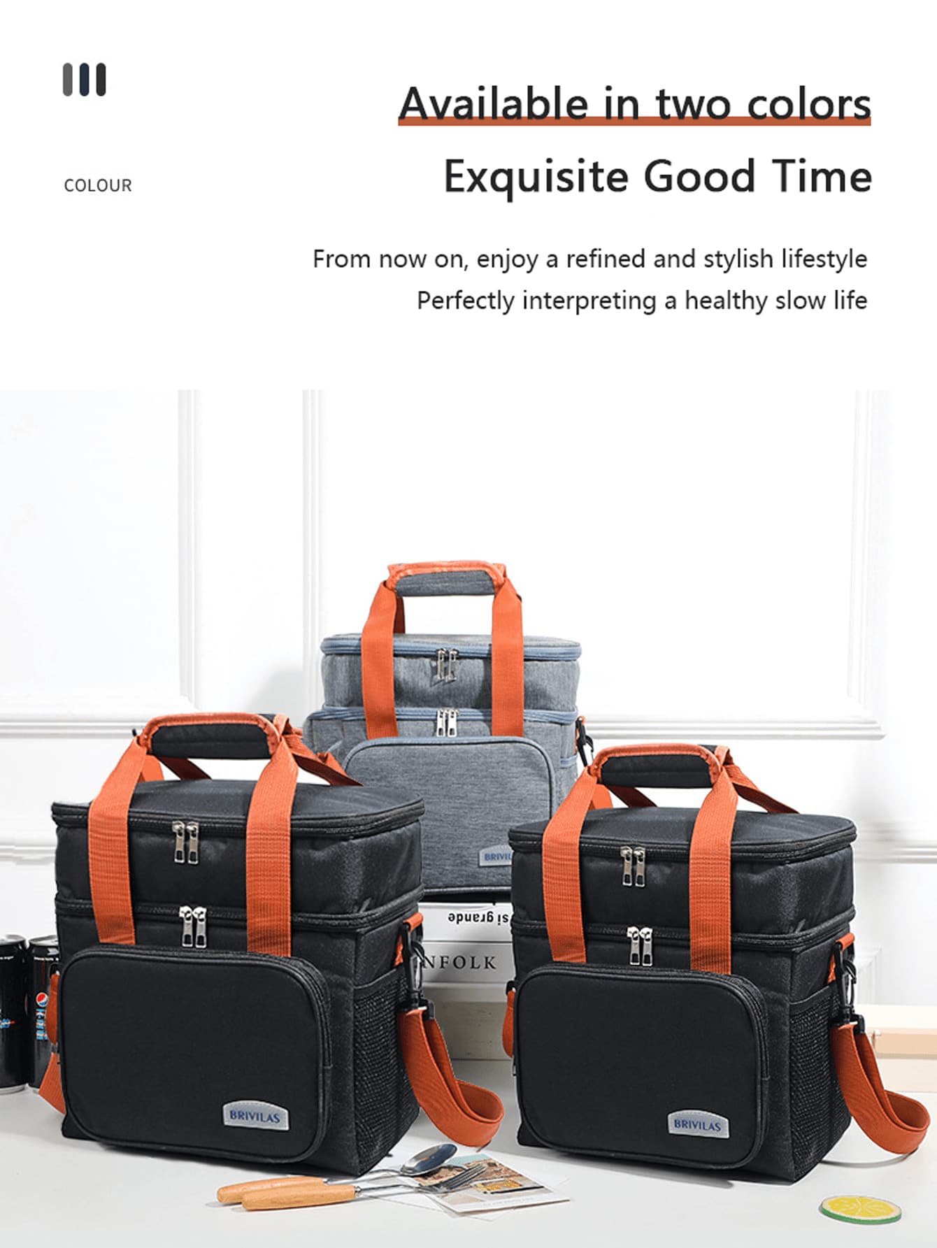 Outdoor Picnic Insulated Dual Layer Thick Portable Lunch Bag, Handheld & Shoulder Strap, Cooler Bag