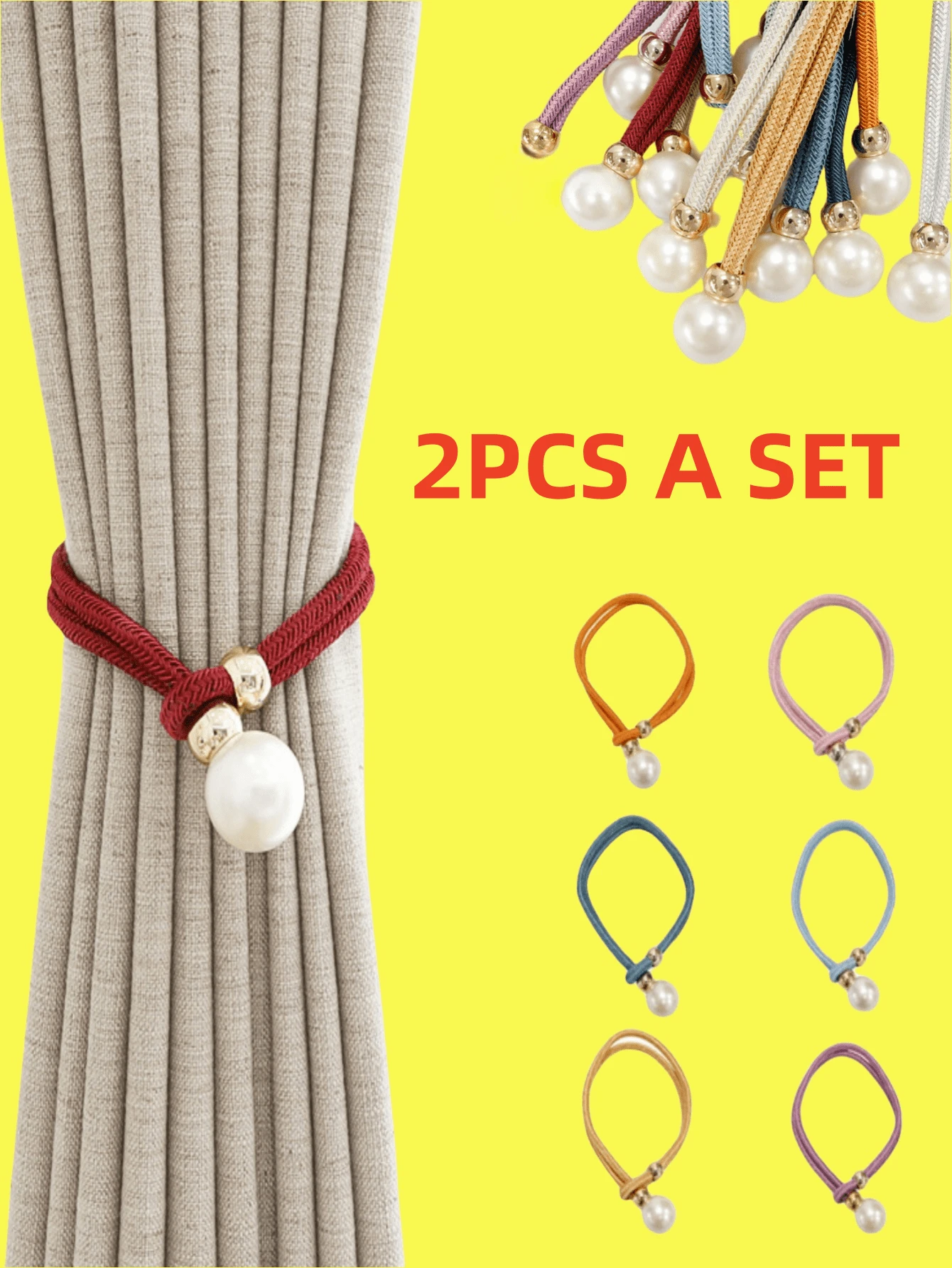 2Pcs/Set Pearl Curtain Tiebacks, Drape Pearl Tiebacks, Decorative Holders, Ropes Curtain Tie Backs For Window Drapery