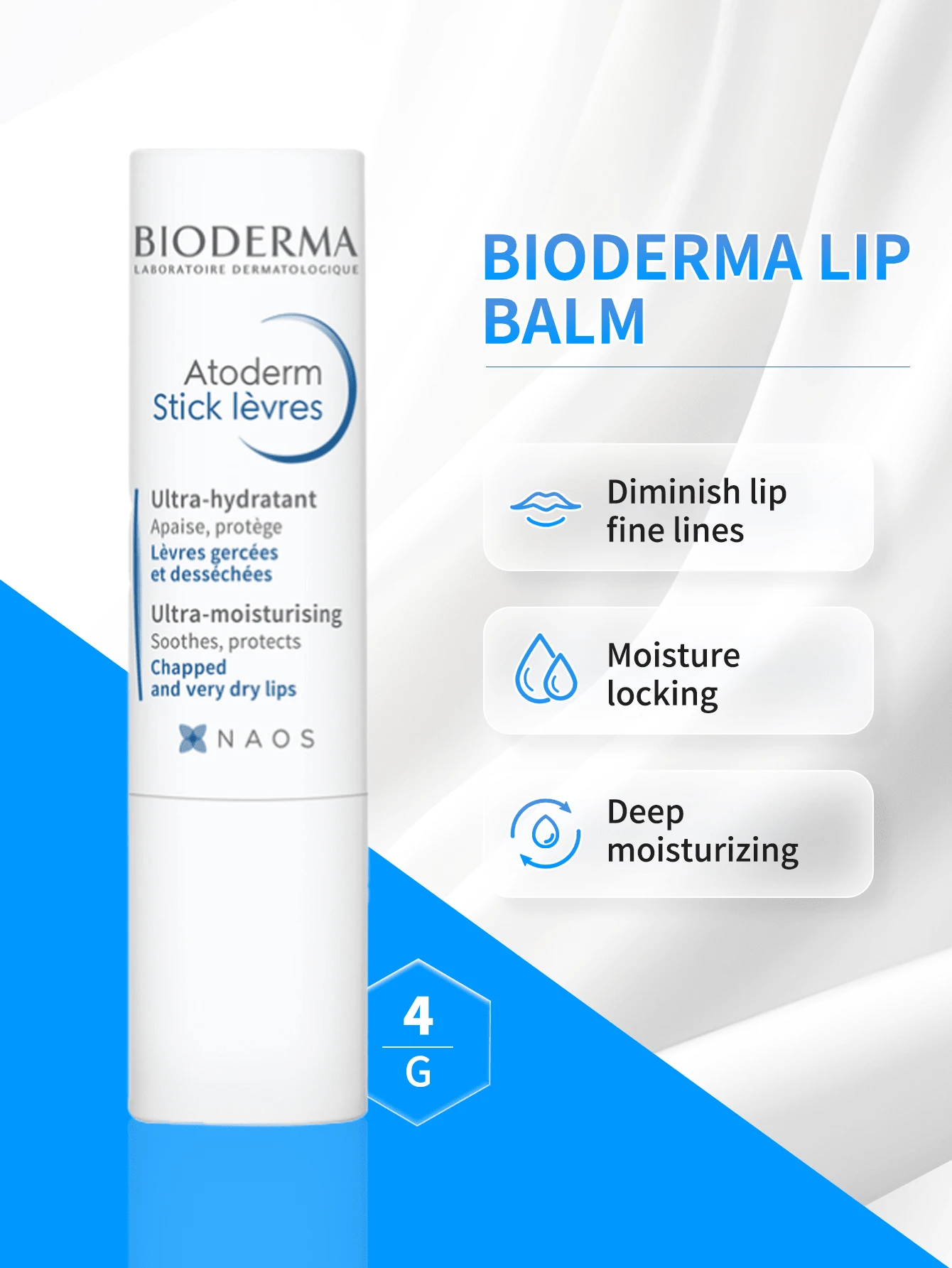 Bioderma Bioderma/Bioderma Balsam de buze hidratant 4g, hrănitor pentru toamnă și iarnă