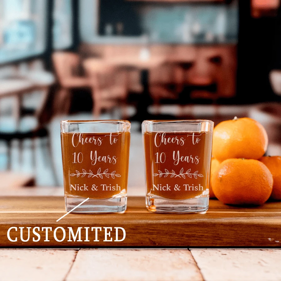 Cheers Anniversary Years Custom Shot Glass - Anniversary Gifts For Her, Gifts By Year, Anniversary Party Glass, Anniversary Gift For Husband