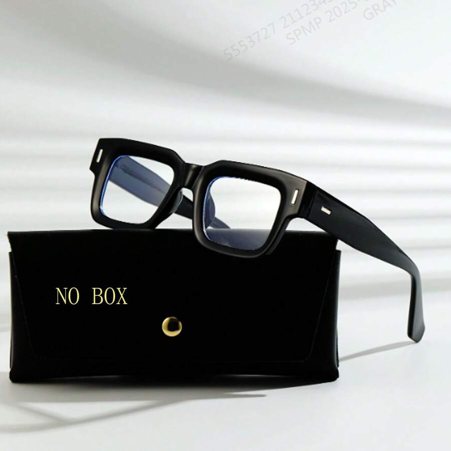 1pc Men Thick Frame Retro Rectangular Glasses, Classic University Style For Selfie, Computer, Gaming Back To School Fashionable Preppy School Look
