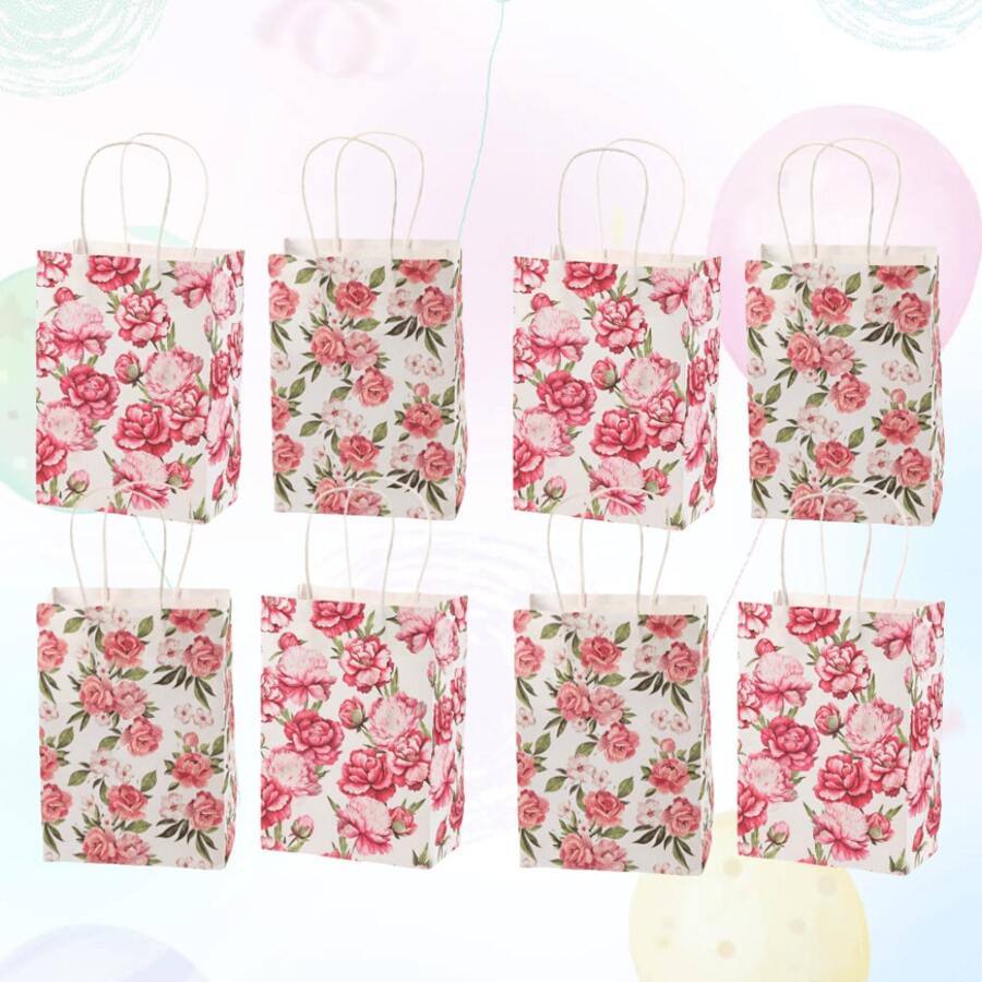 4 pezzi/10 pezzi/16 pezzi Sacchetto regalo a fiori, Borsa a fiori, Sacchetto di carta Kraft, adatto per matrimoni, feste di nozze, compleanni, shopping aziendale, piccoli regali per feste, stagione di laurea - Sacchetti regalo di carta colorata, adatti per festival, Ringraziamento, riunioni di classe, feste e altre occasioni.