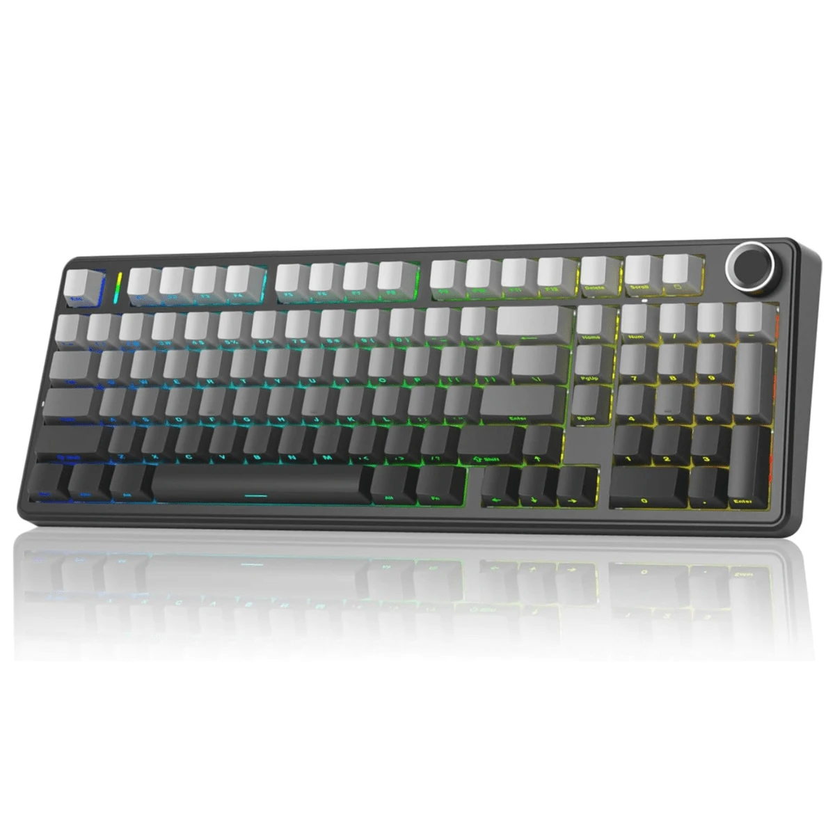 Aula F99 Pro Wireless Mechanical Keyboard With Knob,Tri-Mode BT5.0/USB-C/2.4GHz Hot Swappable Keyboard,Pre-Lubed Switches,Gasket Structure,RGB Backlit Computer Gaming Keyboards (Side Printed Black)