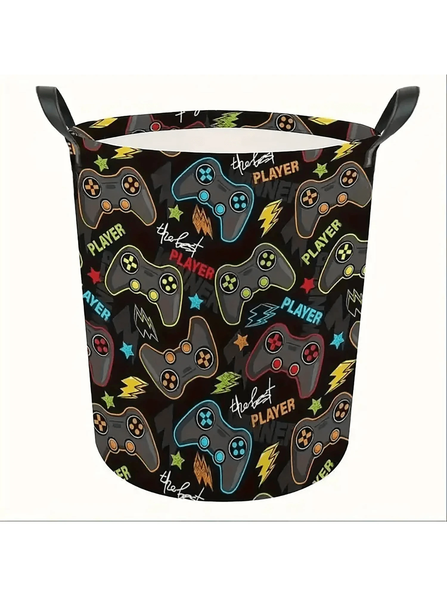 1PC Gamer Room Decor Game Controller Gaming Art Foldable Storage Basket Game Laundry Basket Waterproof Laundry Hamper Dirty Clothes Organizer Bag Gift Bin For Living Room Room Bedroom Bathroom