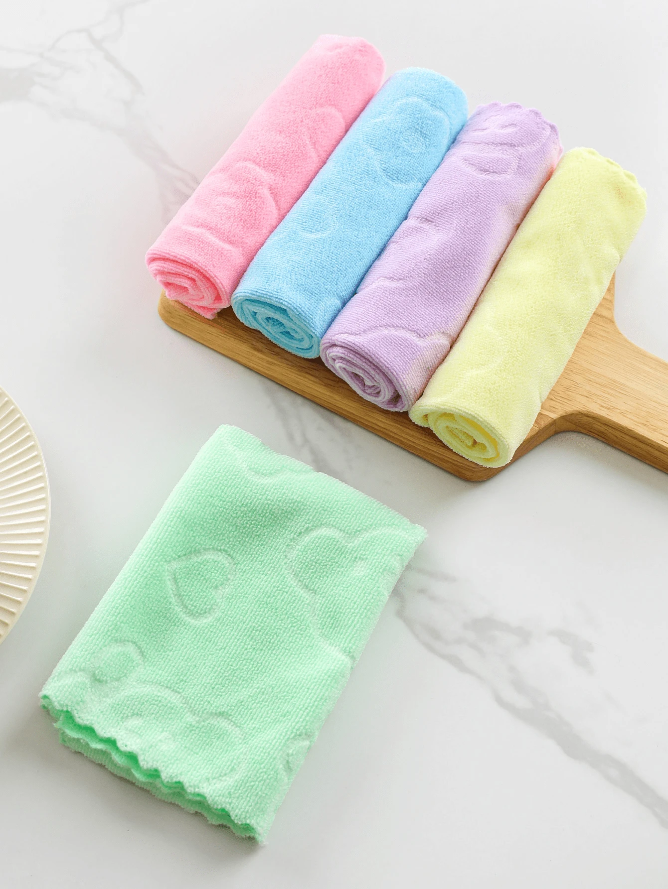 3pcs/Set Cute Bear & Heart-Shaped Dishcloth, For Daily Kitchen Use