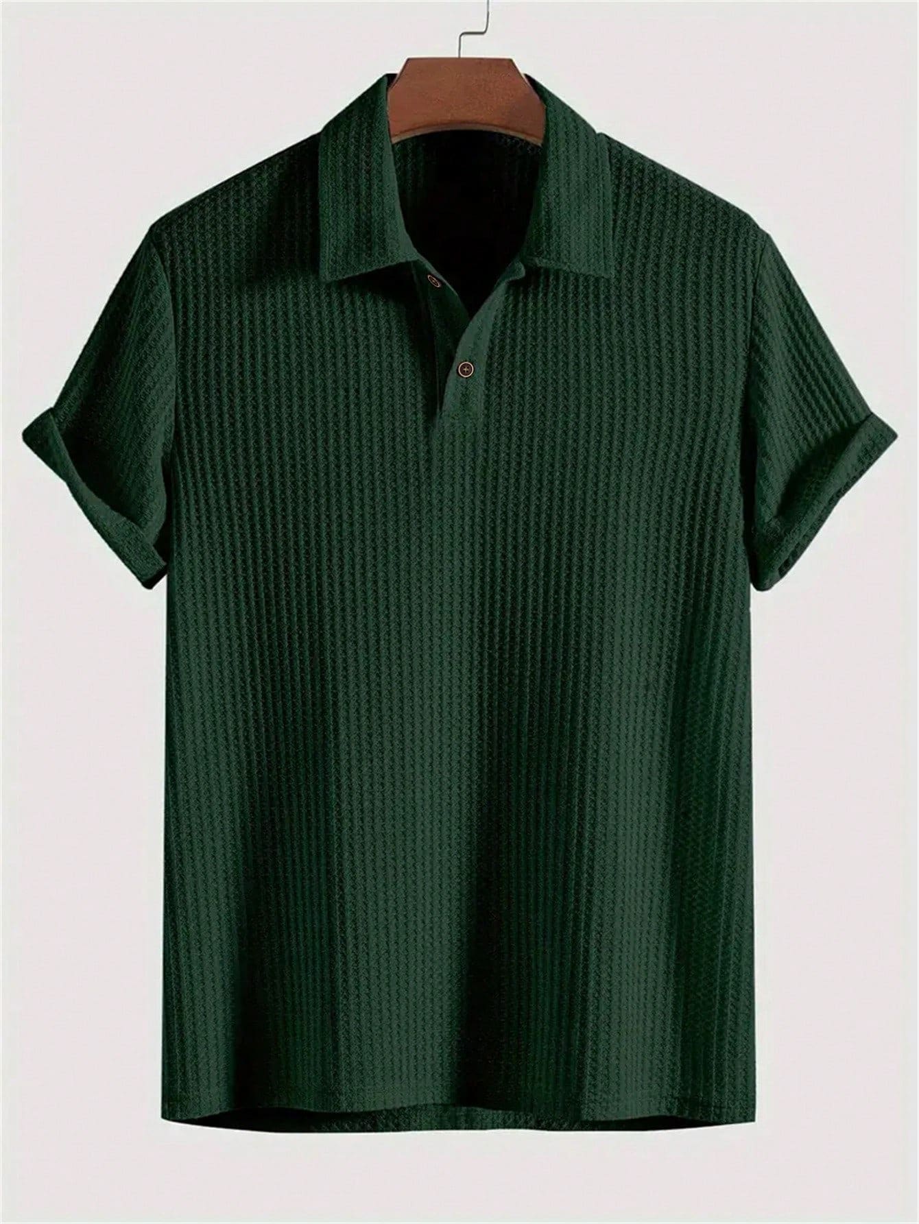 Men's Plain Color Golf Shirt, Casual Short Sleeve Elastic Collar Shirt, Suitable For Leisure Outdoor