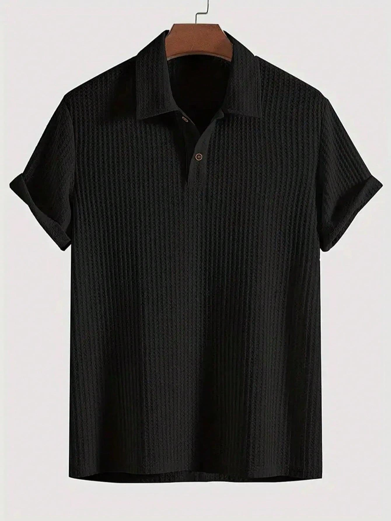 Men's Solid Color Golf Shirt, Casual Short Sleeve Stretch Polo Collar Shirt, Suitable For Leisure And Outdoor Activities, Spring/Summer