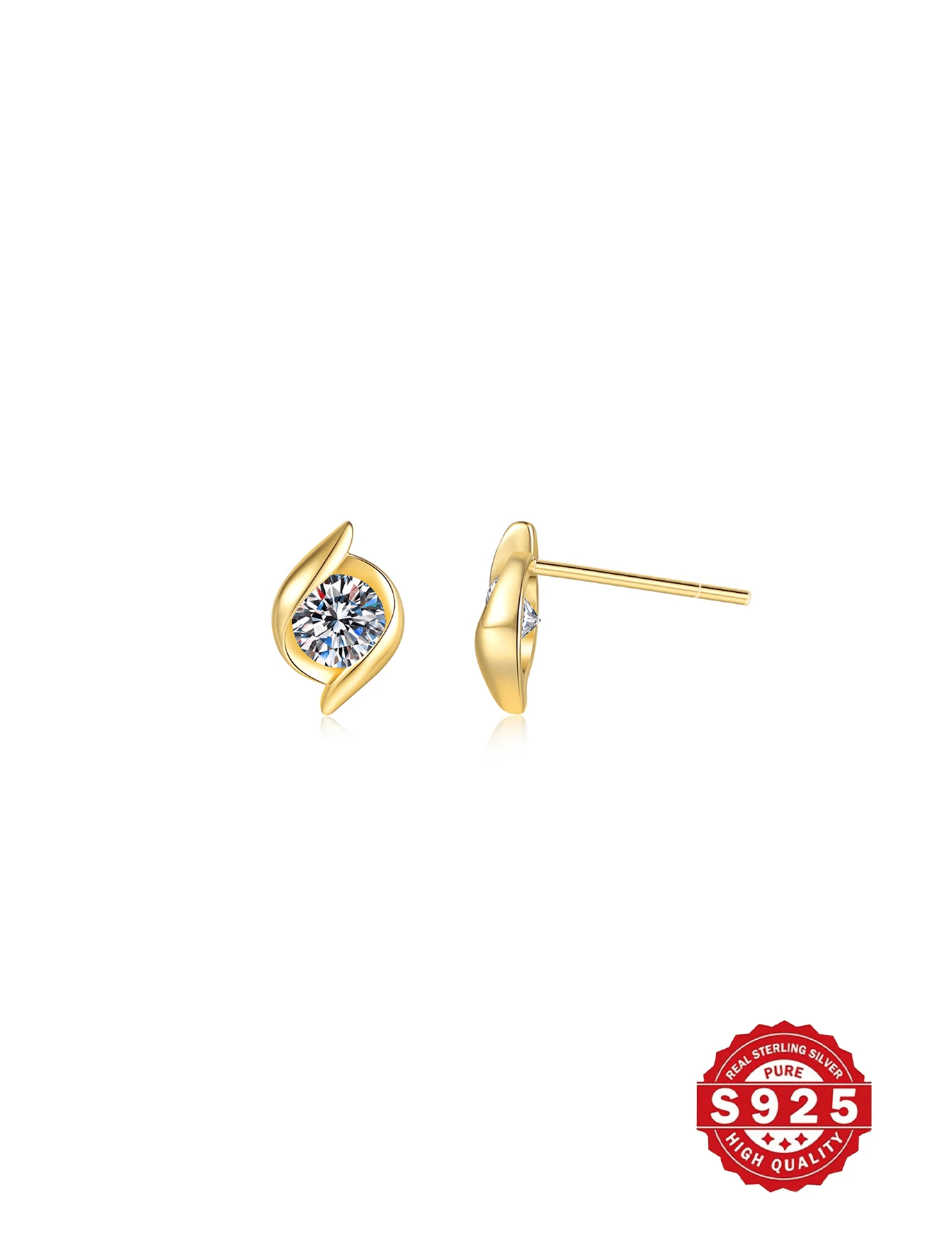 1 Paar hochwertige S925 Sterling Silber geometrische funkelnde kubische Zirkonia Ohrstecker, Gold- und Silberfarben mit weißen Diamanten, elegante minimalistische Ohrringe mit romantischem, luxuriösem Gefühl, geeignet für den täglichen Gebrauch von Frauen, Lässig, Reisen, Partys, Hochzeiten. Kommt in einer delikaten Geschenkbox, ideal als Muttertagsgeschenk, Ohrlochpflege, hypoallergen.