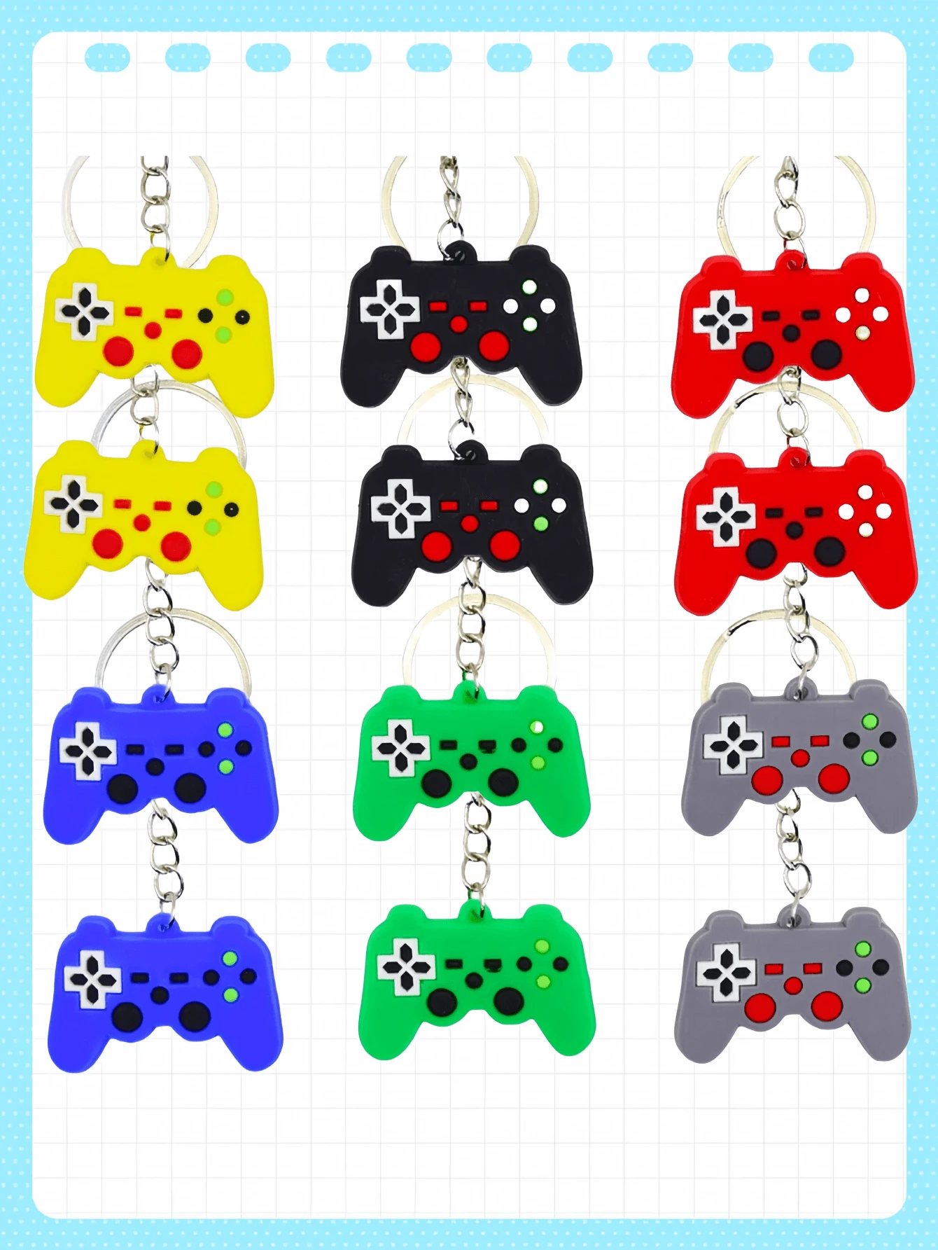 12 piezas Llavero de control de juego, regalos de fiesta con tema de juegos de colores aleatorios, relleno de regalo de cumpleaños