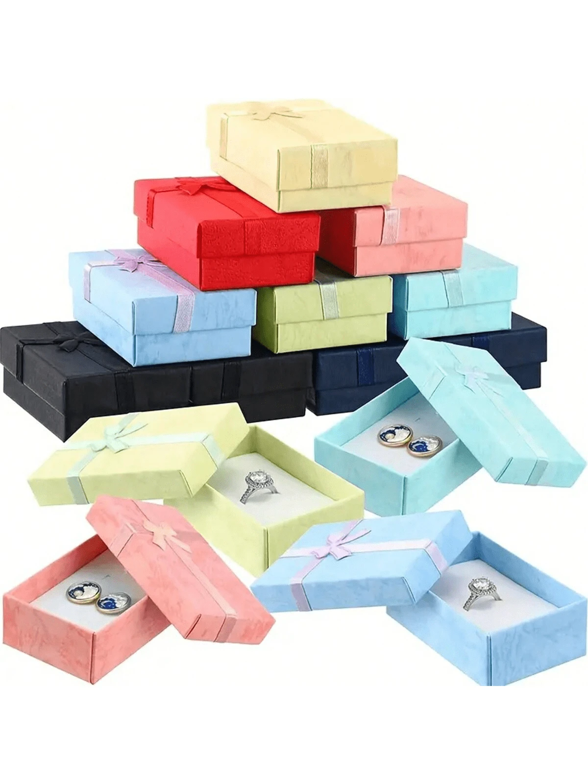 6/12/24Pcs Butterfly-Themed Jewelry Gift Boxes In Black & Red With Lids & Bows For Weddings, Birthdays, Anniversaries,Party Gift Boxes, Jewelry Packaging Boxes For Women Storage Organizer Travel Essentials Back To School Dormitory Storage