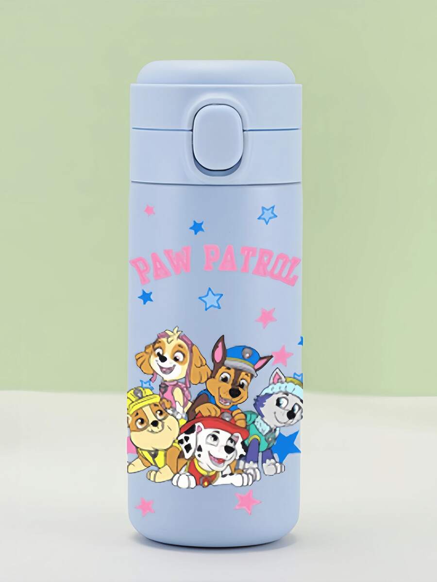 Paw Patrol 1 pieza Taza grande de 420ml/14.81oz con Paw Patrol, color rosa y azul, con pajita y tapa, apta para deportes, viajes, trabajo y uso en exteriores durante todo el año (algunas partes pueden ser aleatorias)