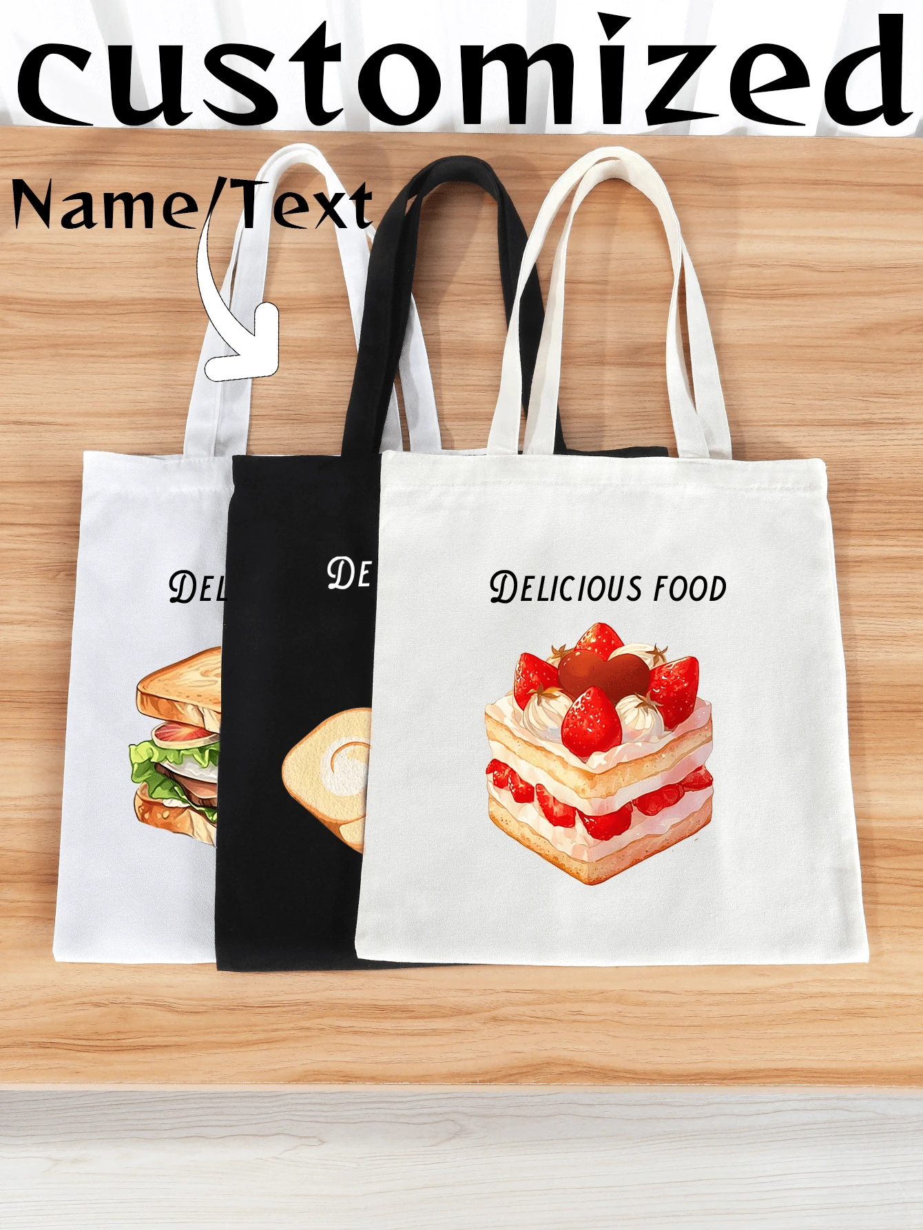 1 Piece Single-Sided Tote Bag Shoulder Bag Large Capacity Fashion Simple Casual Versatile Shopping Shopping Light Portable Class Student Bouquet Customizable Name Copywriting Personalized Unique