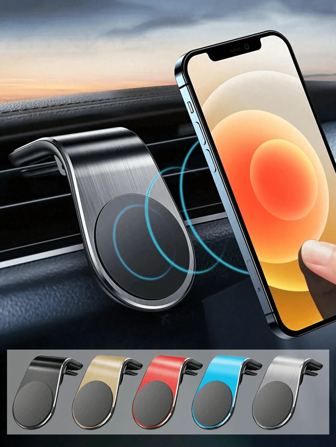 Magnetic Car Air Vent Phone Holder Stand, Mounted Car Phone Holder, Magnetic GPS Navigation Bracket, For Navigation With L-Shaped Design For Women Storage Organizer Travel Essentials Back To School Dormitory Storage Fall Decor