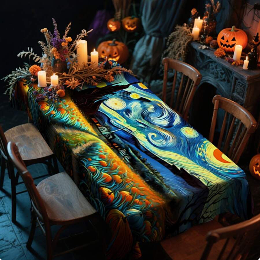 1/20pcs Halloween Tablecloth, Abstract Retro Pumpkin Pattern Tablecloth, Suitable For Halloween Party Decoration Tablecloth, Carnival Kitchen Table Decoration, Gift, Holiday Decoration, Room Decoration, Halloween Decoration