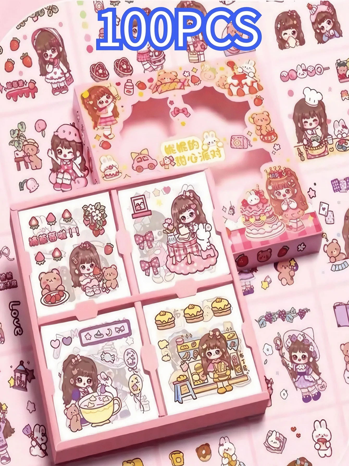 1 Peça Adesivos de Animais de Estimação Fofos e Cartunizados para Scrapbook, Planner, Diário, Garrafa de Água, 100 Designs Não Repetitivos para Meninas
