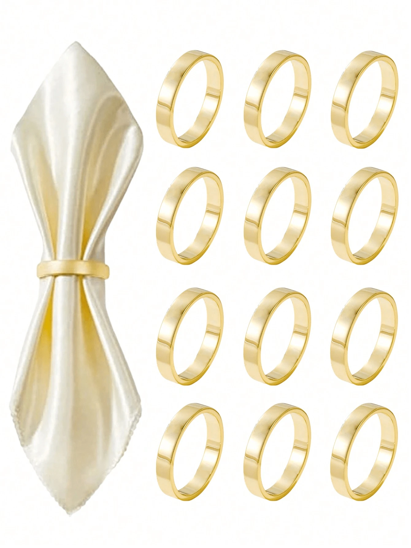 6pcs/12pcs Metal Napkin Rings, Simple Gold Napkin Holders For Men And Women, Reusable For Family Gatherings, Banquets, Minimalist Napkin Buckles For Table Setting, Party Festive Supplies.