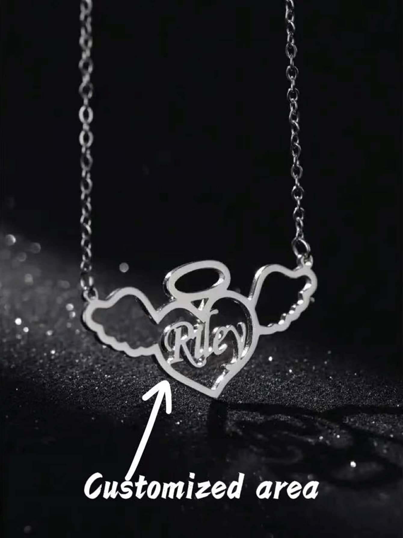 Colier personalizat cu nume în formă de inimă de înger - Alfabet personalizat, Colier cu nume personalizat, Pandantiv elegant cu inimă și aripă cu aur fin - Cadou de ziua de naștere, Ziua Îndrăgostiților, Aniversare - Colier din oțel inoxidabil, Cel mai bun cadou pentru întoarcerea la școală, Vacanță, Călătorie