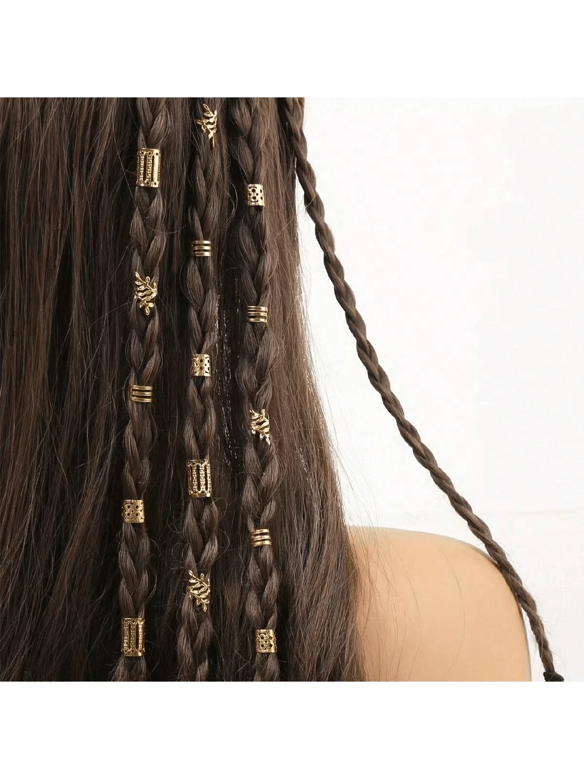 40pcs Gold DIY Dreadlock Beads, Hollow Iron Rings, Versatile Hair Accessories Hair Clips