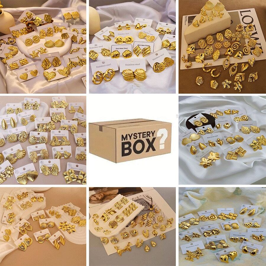 9 Peças de Brincos de Joias Deliciosos Selecionados Aleatoriamente, 1 Presente Surpresa Selecionado Aleatoriamente. Joias e Acessórios Perfeitos são Excelentes Opções para Presentes de Feriado. Um Presente de Aniversário Surpresa Selecionado Aleatoriamente. Um Presente para o Dia dos Namorados.