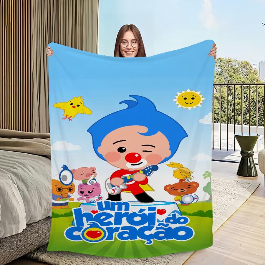 Warm Cartoon Soft Plush Cute Blanket Suitable For Sofa Living P-Plim Room Office Baby Bedroom Travel Plim Gift Flannel