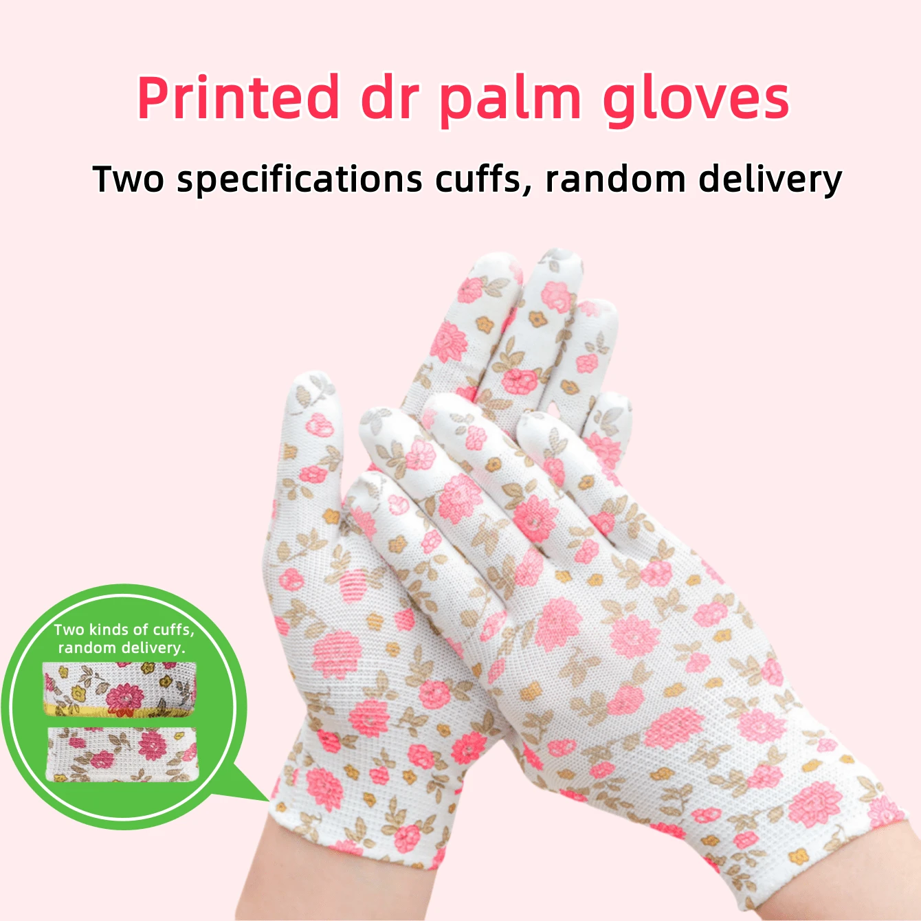 1 pièce Gants de travail enduits de paume en PU imprimés rose, souples pour l'agriculture, l'installation électronique, la logistique, convenant pour les chantiers de construction, la machinerie, le jardinage, la livraison de colis
