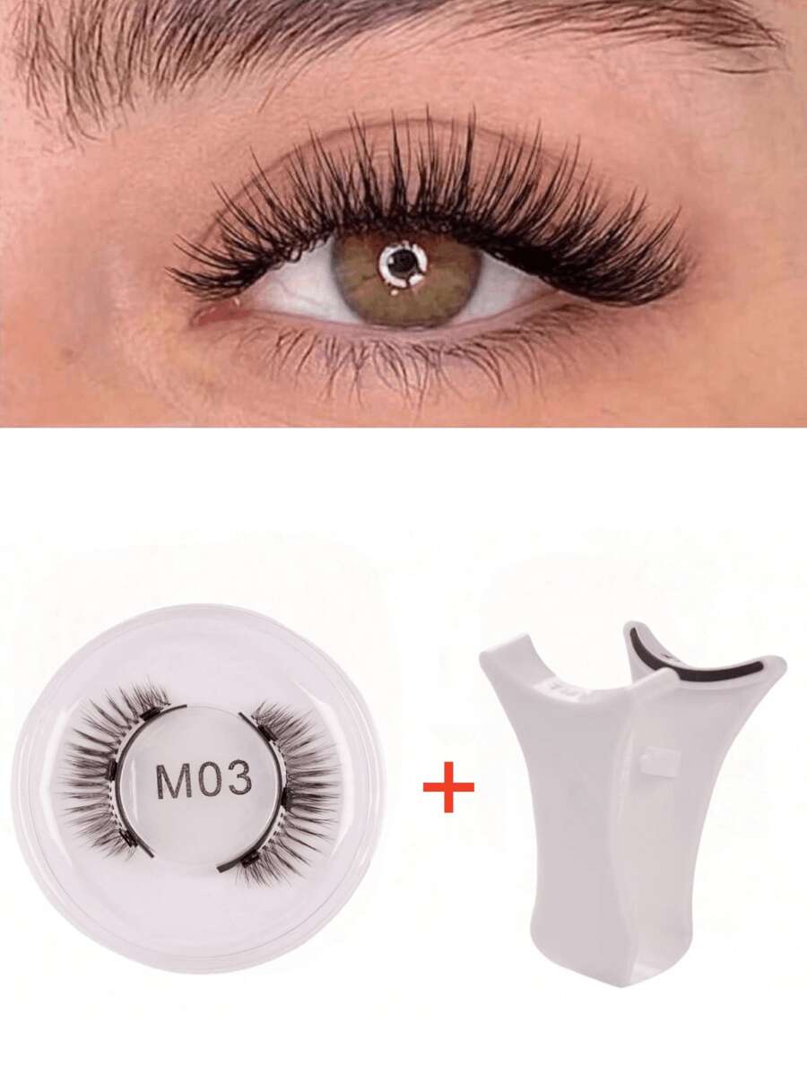 1 pereche de gene false magnetice, kit cu pensetă aplicatoare profesionale, reutilizabile, fără lipici, gene false Manga Lash, naturale, lungi și pufoase, Faux Mnk, păr moale, ochi ușori, instrument de machiaj pentru petreceri de călătorie înfrumusețate