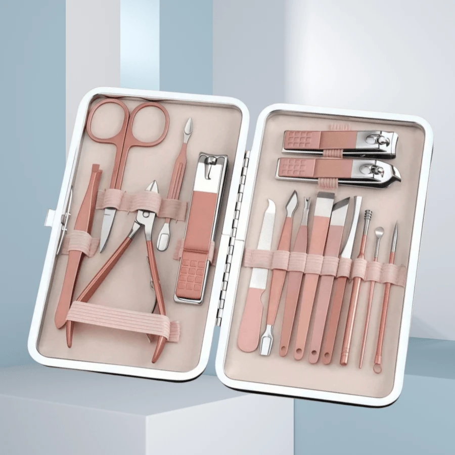 7/12/16pcs Portable Nail Clipper Storage Box With Portable Travel Case, Suitable For Home And Travel Use, Including Straight Edge Scissors And Files, Ear Spoons, Scissors - Professional Travel Beauty And Care Tools