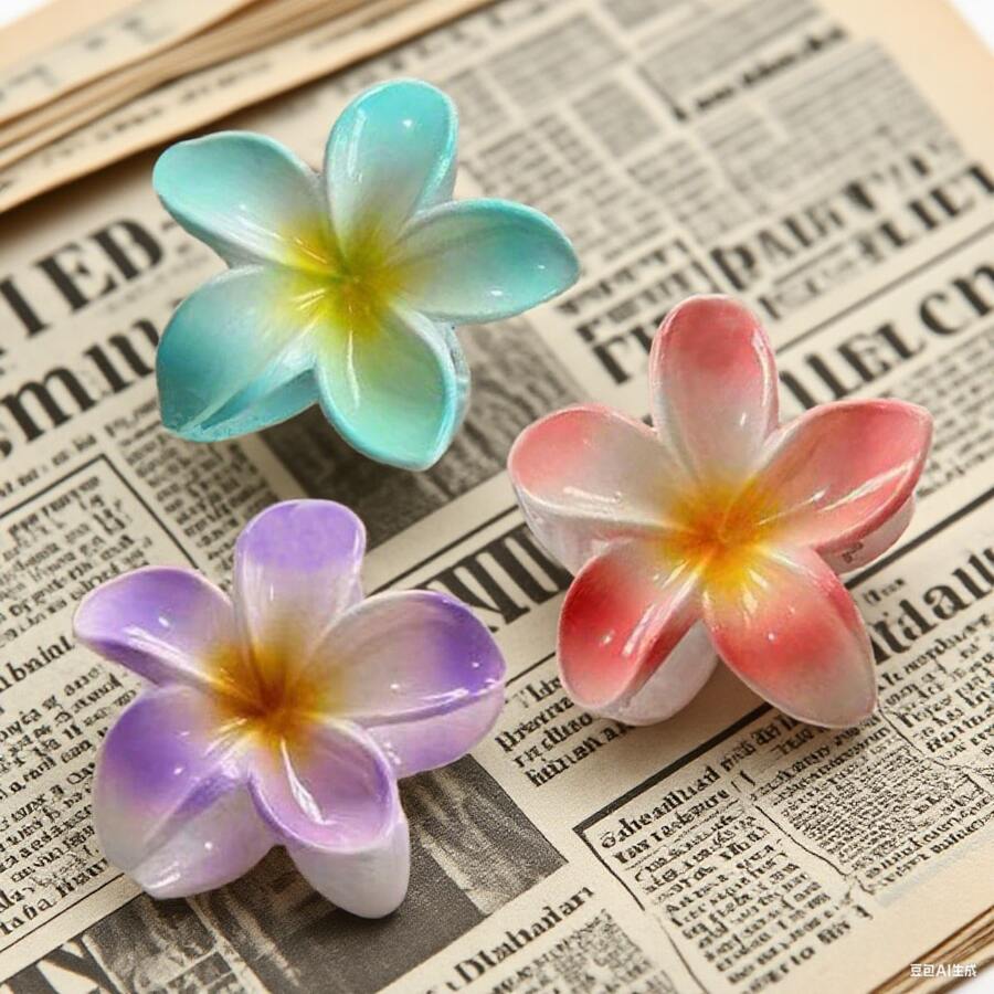 Set de 3 piezas de ganchos para el cabello de mujer con diseño floral de color degradado, de diseño elegante y sencillo, adecuados para uso diario, fiestas, trabajo, vacaciones, peinados, trenzados, maquillaje, y que combinan con la ropa y otros accesorios de moda