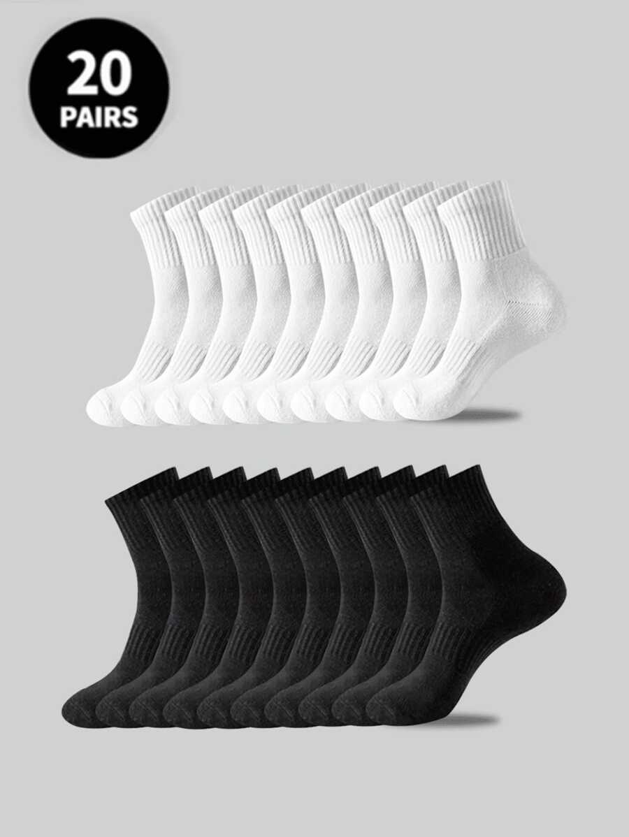 5 Pairs/10 Pairs/20 Pairs Of Children's Casual Socks, Medium Long Socks, White Socks, Winter Socks, Black Socks,Sports, Suitable For Ages 10-16