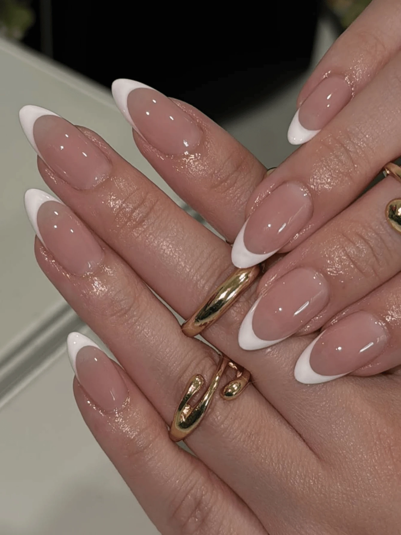 24 Stücke niedliche Mandelform künstliche Nägel + 1 Stück Nagelfeile + 1 Stück Jelly Gel Press On Nägel Nagelzubehör