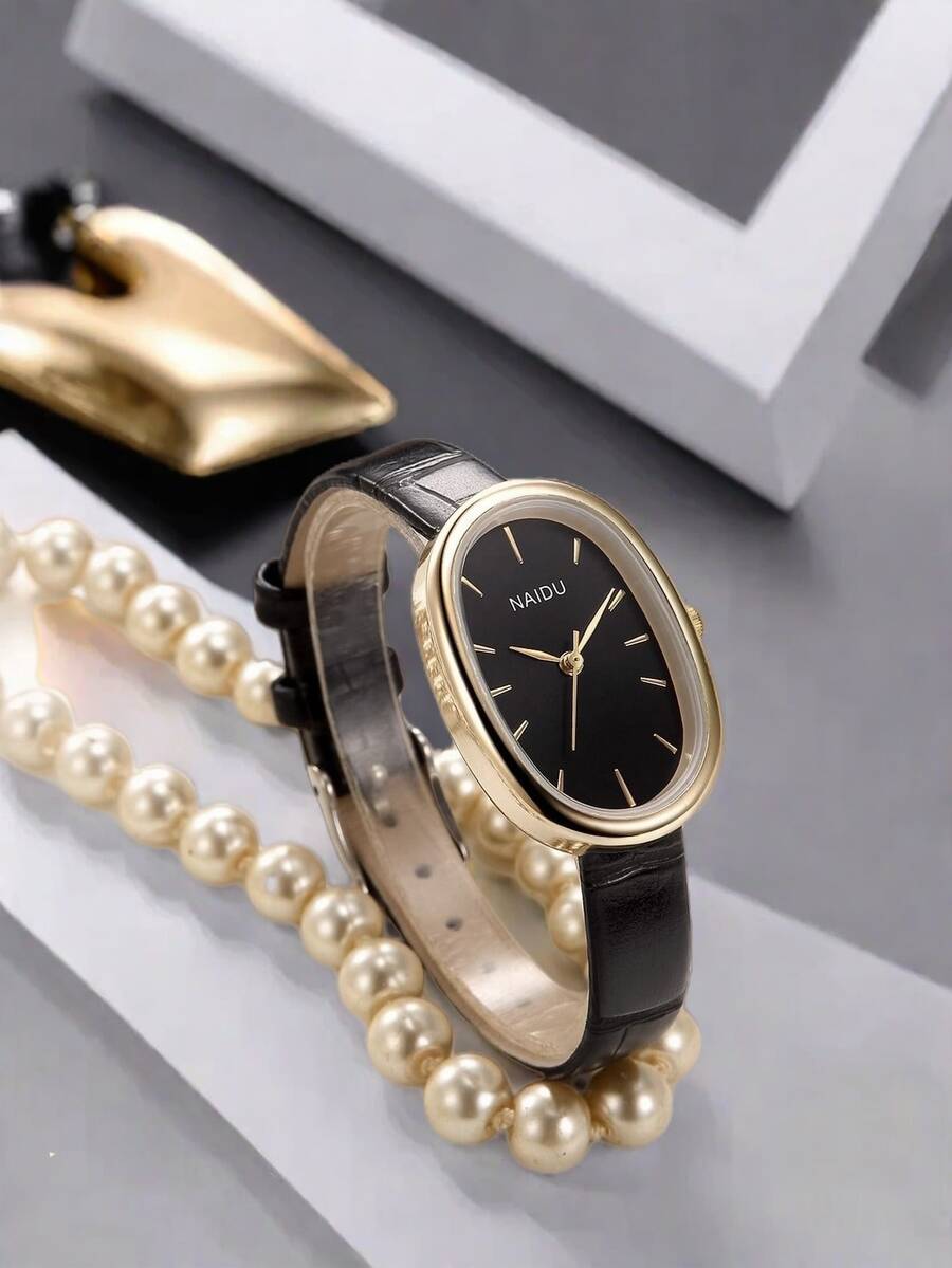 1pc Women's Retro Minimalist Style Bar Scale Quartz Leather Belt Watch, Suitable For Daily Decoration