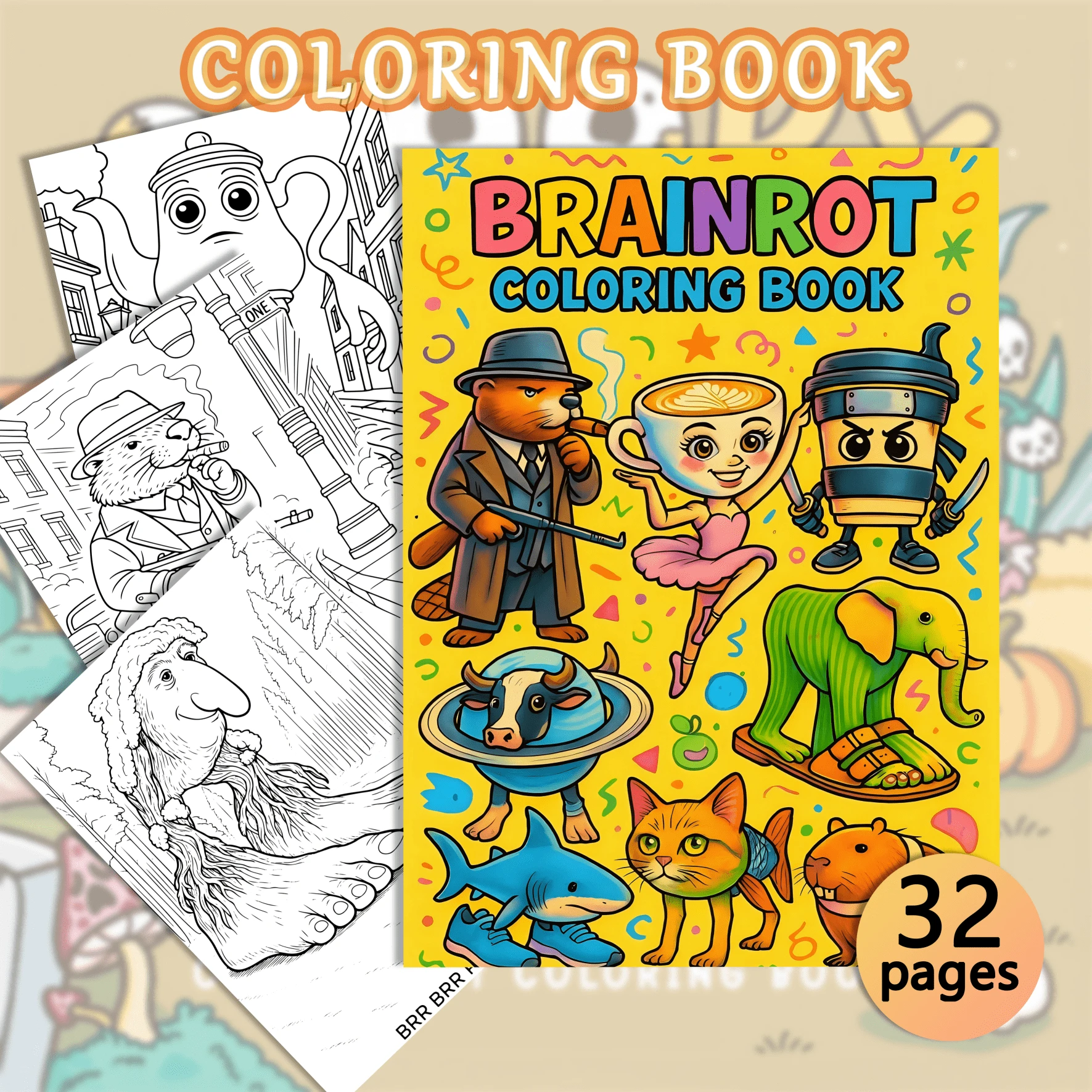 Libro para colorear Brainrot: Una aventura de colorear para adultos deliciosamente absurda - Sumérjase en un mundo de criaturas caprichosas y escenarios lúdicamente bizarros para un escape creativo, otoño, artículos de papelería, útiles escolares, dibujo y pintura, Halloween, Navidad