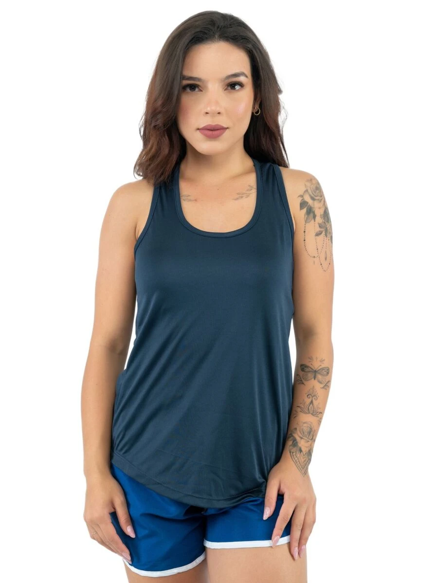 Women Sports Tees & Tanks - Navy Blue - View 1