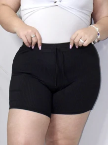 Plus Size Shorts - Black - View 1