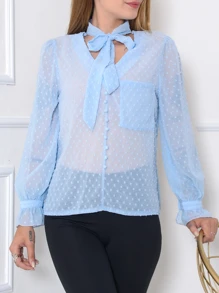 Women Blouses - Màu xanh nhạt - Xem 3