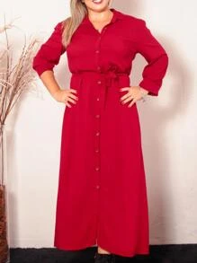 Plus Size Dresses - 紅色 - 查看 1