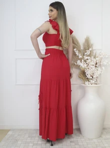 Women Two-piece Outfits - Red - View 2