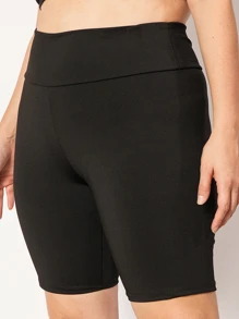 Plus Size Sports Shorts - màu đen - Xem 2