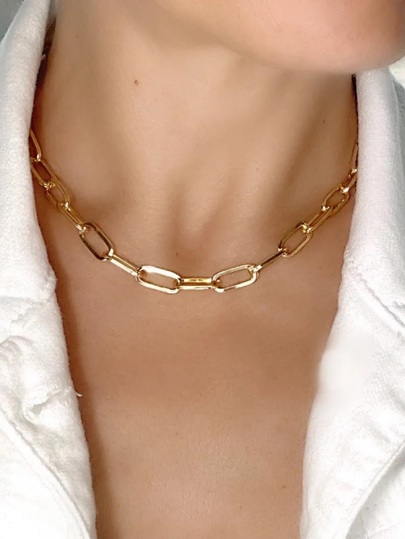 Colar Feminino Com Corrente De Dourado Estilo Simples/Acessórios De Lembrança