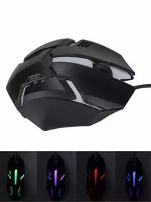 Mouse Gamer  1600dpi Ajustavel Led  com RGB Optico - Preto - Visão 1