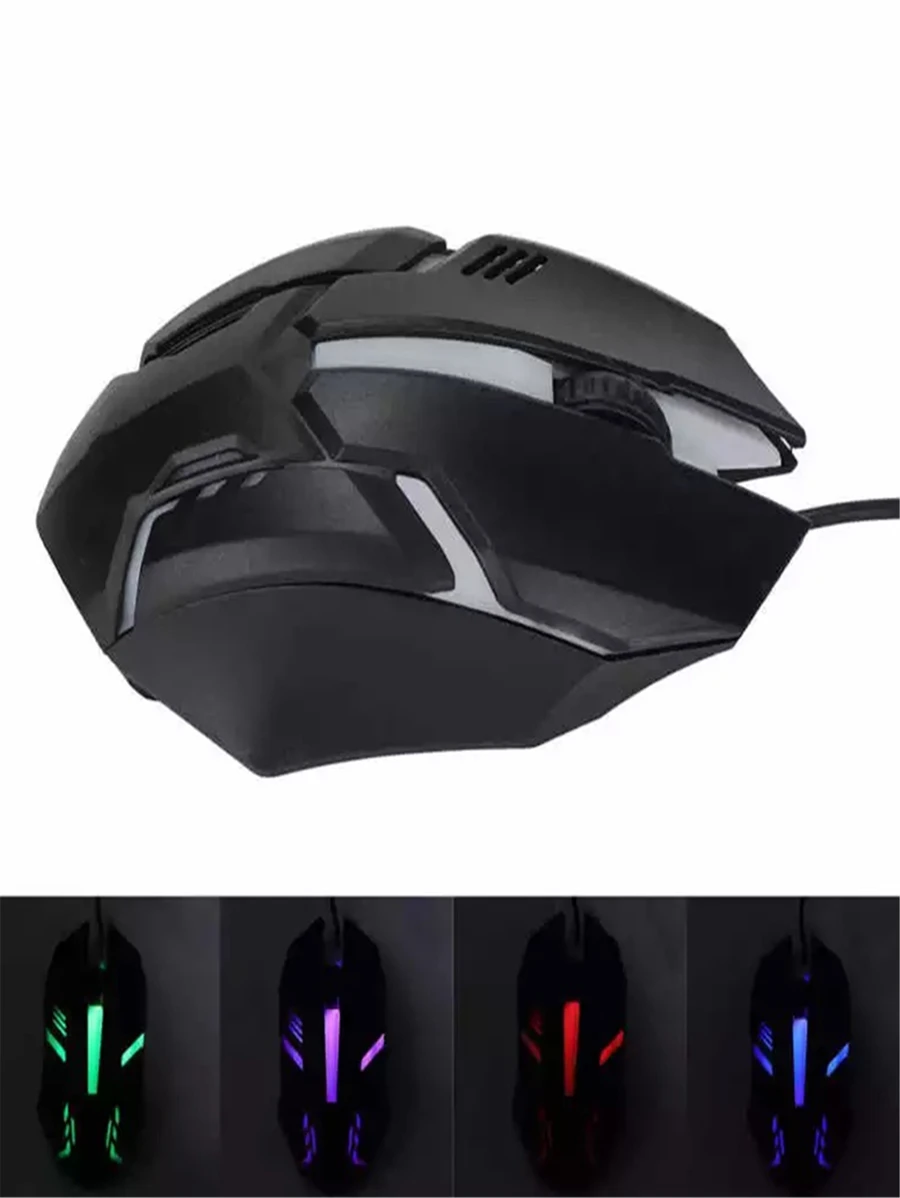 Mouse Gamer  1600dpi Ajustavel Led  com RGB Optico - Preto - Visão 1