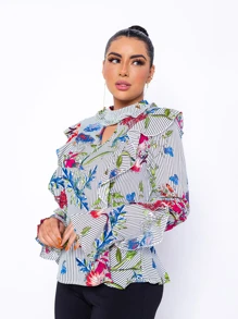 Women Blouses - Xanh và trắng - Xem 1