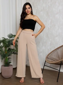 Women Pants - 杏色 - 查看 5